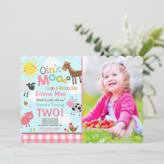 Boerderij Verjaardagsuitnodiging Oud MacDonald Boe Kaart (Staand voorkant)