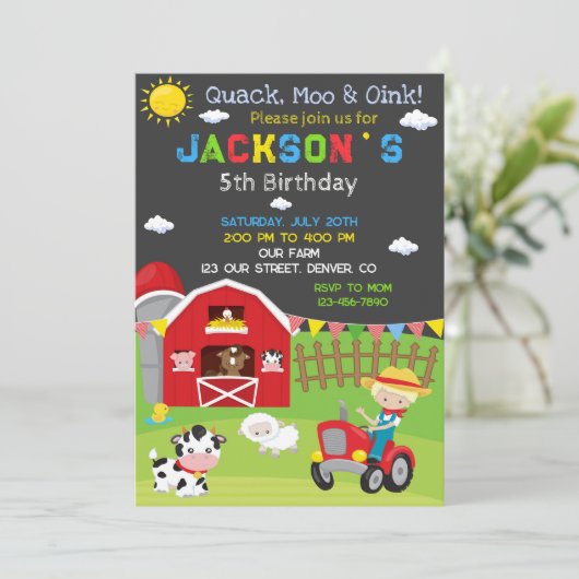 Boerderij verjaardagsuitnodiging Ranch cowboy part Kaart (Staand voorkant)