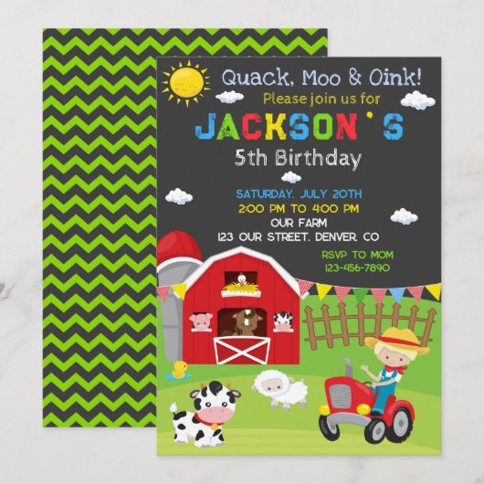 Boerderij verjaardagsuitnodiging Ranch cowboy part Kaart (Voorkant / Achterkant)