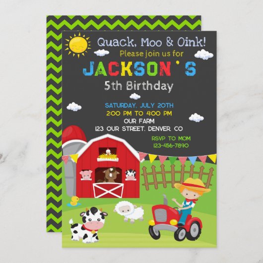 Boerderij verjaardagsuitnodiging Ranch cowboy part Kaart (Voorkant / Achterkant)