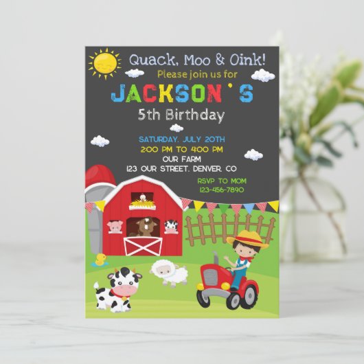 Boerderij verjaardagsuitnodiging Ranch cowboy part Kaart (Staand voorkant)