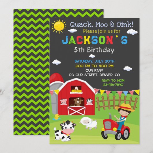 Boerderij verjaardagsuitnodiging Ranch cowboy part Kaart (Voorkant / Achterkant)