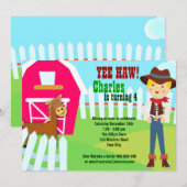 Boerderij verjaardagsuitnodiging voor cowboy barn kaart (Voorkant / Achterkant)