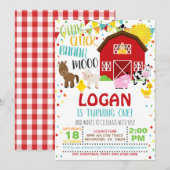 Boerderij Verjaardagsuitnodiging - Wit Kaart (Voorkant / Achterkant)