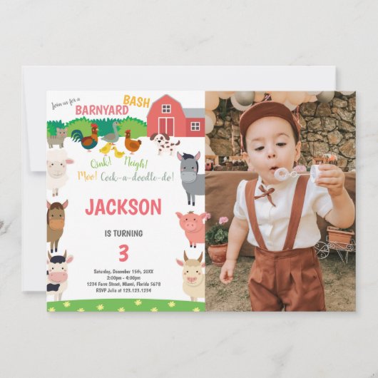 Boerderij verjaardagsuitnodigingen met foto kaart (Voorkant)