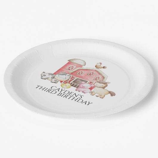 Boerderij verjaardagsvee papieren bordje (Gekanteld)