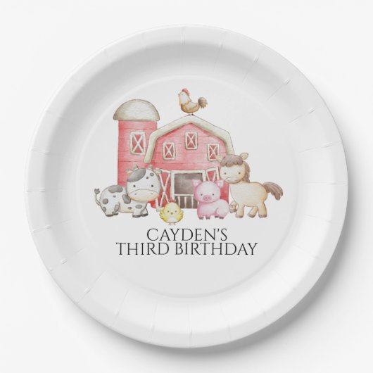 Boerderij verjaardagsvee papieren bordje (Voorkant)