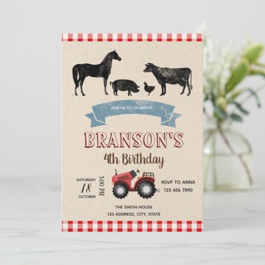 Boerderij verjaardaguitnodiging kaart (Staand voorkant)