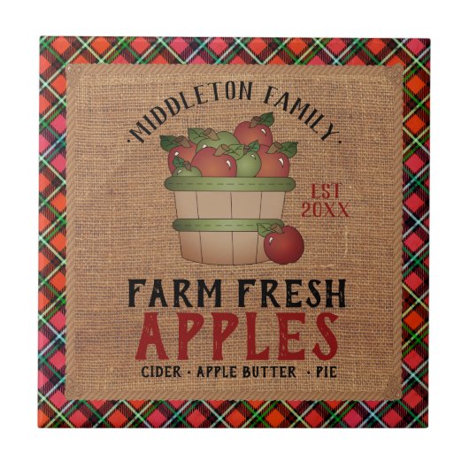 Boerderij Vers 🍎 appelen,  en geplakt Tegeltje (Voorkant)