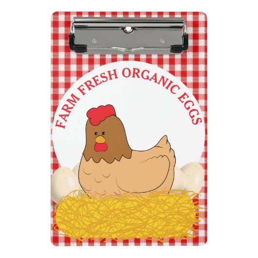 Boerderij: vers biologisch kippenhoen op eieren mini klembord (Voorkant)