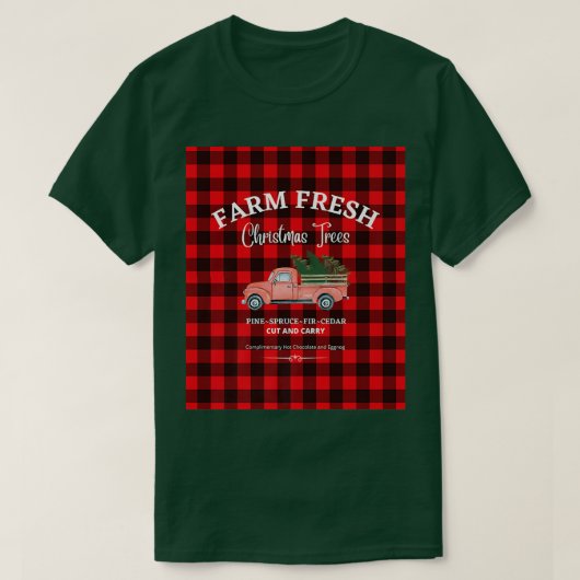 BOERDERIJ VERS CHRISTMAS TREES, OUD RODE TRUCK, XM T-SHIRT (Design voorkant)