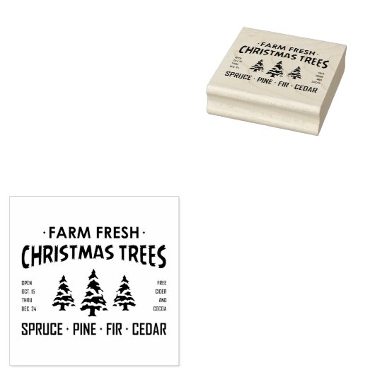 BOERDERIJ VERS CHRISTMAS TREES RUBBERSTEMPEL (Gestempeld)