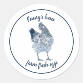 Boerderij Vers ei Kip Hen met Jouw naam Ronde Sticker (Voorkant)