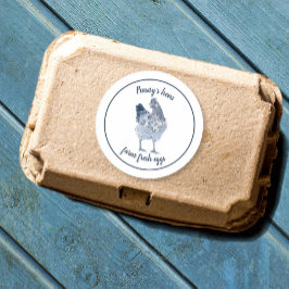Boerderij Vers ei Kip Hen met Jouw naam Ronde Sticker