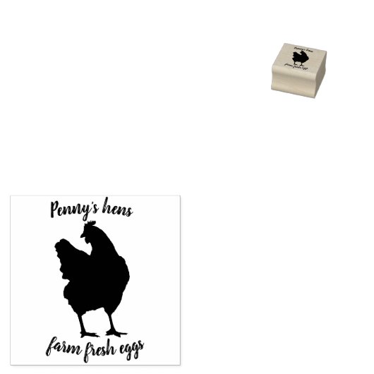 Boerderij Vers ei Kip Hen met Jouw naam Rubberstempel (Gestempeld)