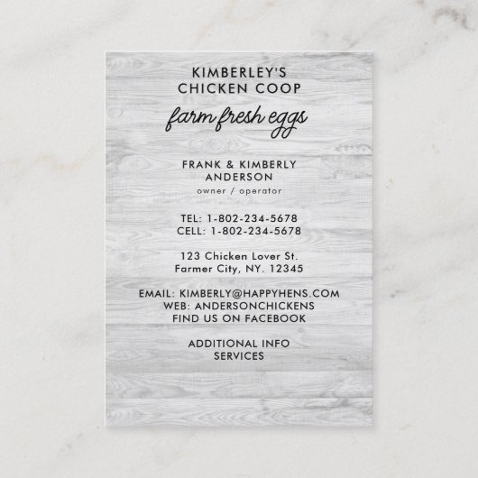  Boerderij Vers  kippen Eieren Visitekaartje (Achterkant)