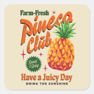 Boerderij Vers Pineco Club Vintage Fruit Vierkante Sticker