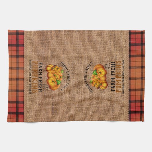 Boerderij Vers pompoenen,  en geplakt Theedoek (Horizontaal)