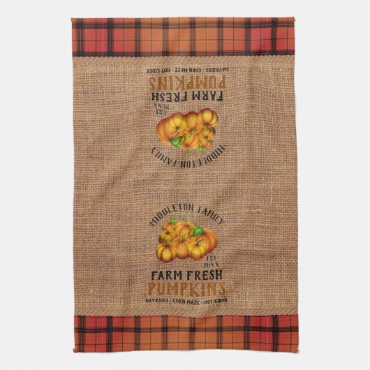 Boerderij Vers pompoenen,  en geplakt Theedoek (Verticaal)