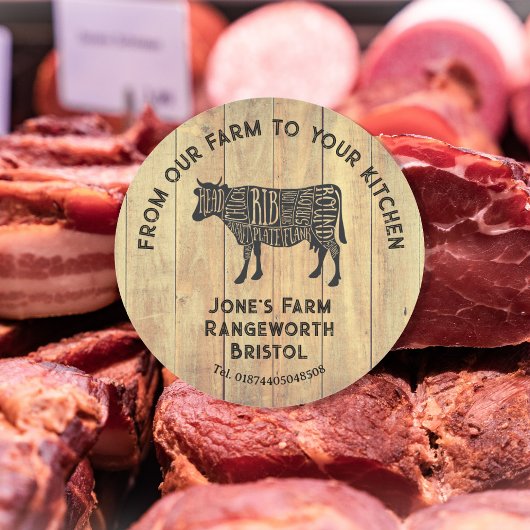 Boerderij Vers Rundvlees Sticker | Rustieke Koe Lo