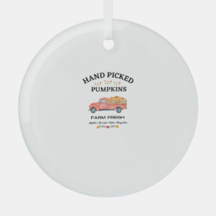 BOERDERIJ VERS, THANKSGIVING, OUDE RODE TRUCK PUMP GLAS ORNAMENT