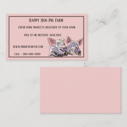 Boerderij Vers Varkensvlees Twee Fijne Varkens Wat Visitekaartje (Voorkant / Achterkant)