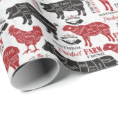 Boerderij Vers Vleespatroon Cadeaupapier (Rol Hoek)