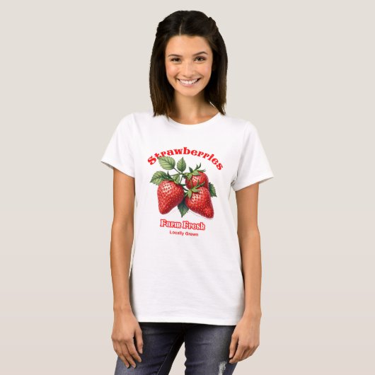 Boerderij Verse Aardbeien Biologisch T-shirt (Voorkant volledig)