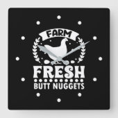 Boerderij Verse Billen Nuggets Vierkante Klok (Voorkant)
