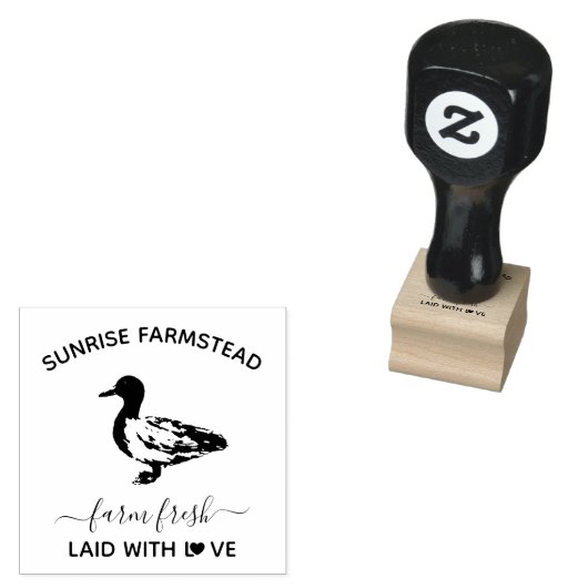 Boerderij Verse eenden | Funny Monogram Egg Stamp Rubberstempel (Gestempeld)