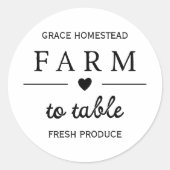 Boerderij Verse Eenvoudige Naam toevoegen Farmers  Ronde Sticker (Voorkant)