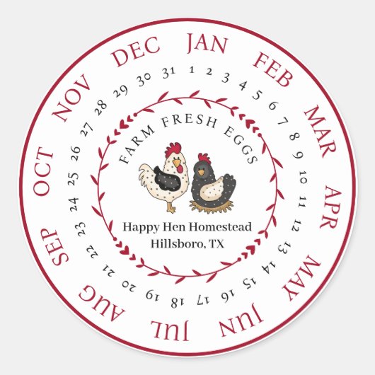 Boerderij Verse Eidooi Laid Date Class Ronde Sticker (Voorkant)