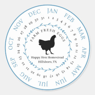 Boerderij Verse Eiendoos Datum Ronde Sticker