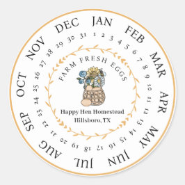 Boerderij Verse Eiendoos Datum Ronde Sticker