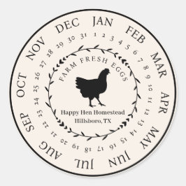 Boerderij Verse Eiendoos Datum Ronde Sticker