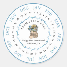 Boerderij Verse Eiendoos Datum Ronde Sticker