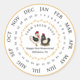  Boerderij Verse Eiendoos Datum Ronde Sticker