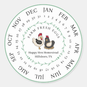 Boerderij Verse Eiendoos Datum Ronde Sticker