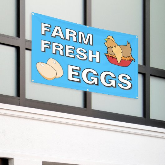 Boerderij Verse Eieren Banner (Buitenkant Gebouw)