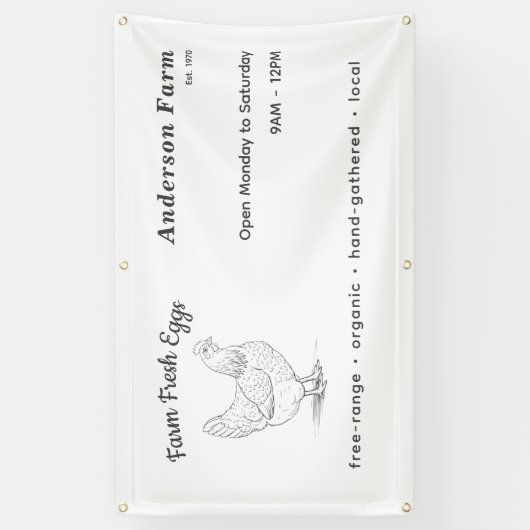 Boerderij Verse Eieren Banner met Hen (Verticaal)