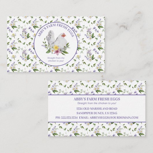 Boerderij verse eieren Chicken Lavender Floral Visitekaartje (Voorkant / Achterkant)
