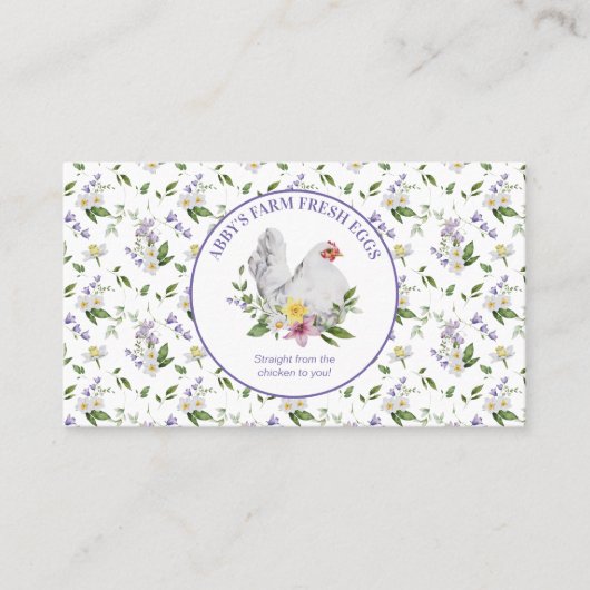 Boerderij verse eieren Chicken Lavender Floral Visitekaartje (Voorkant)