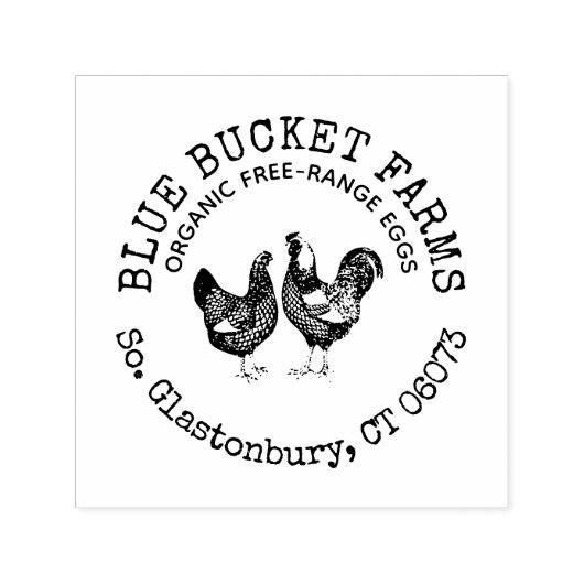 Boerderij Verse eieren  Chicken & Rooster Zelfinktende Stempel (Design)