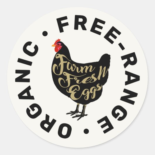 Boerderij Verse eieren Chicken Silhouette Carton L Ronde Sticker (Voorkant)