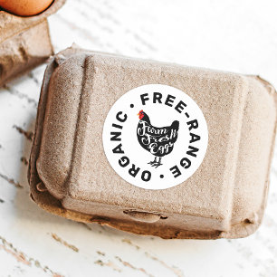 Boerderij Verse eieren Chicken Silhouette Carton L Ronde Sticker
