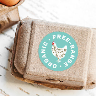 Boerderij Verse eieren Chicken Silhouette Carton L Ronde Sticker