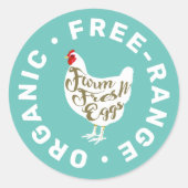 Boerderij Verse eieren Chicken Silhouette Carton L Ronde Sticker (Voorkant)