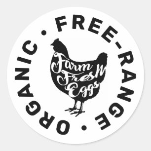 Boerderij Verse eieren Chicken Silhouette Carton L Ronde Sticker