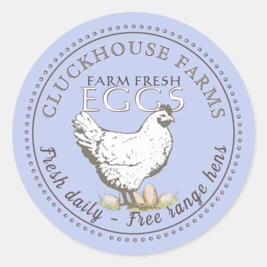 Boerderij Verse eieren Etiket  Hen met eieren (Voorkant)