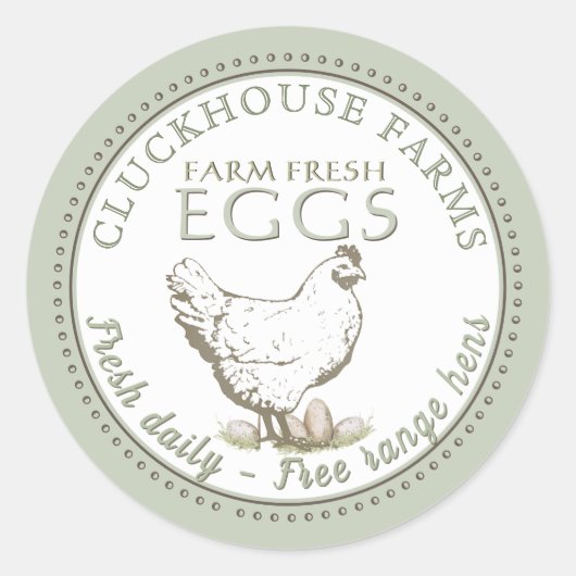 Boerderij Verse eieren Etiket  Hen met eieren (Voorkant)